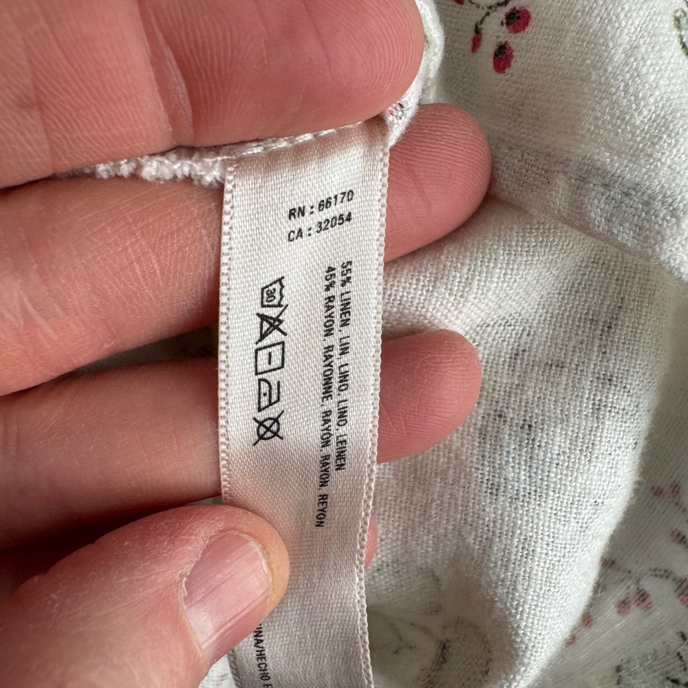 Anthropologie Womens Sz Small Floral Babydoll Top Linen Cottagecore‎ Y2K - Picture 4 of 9